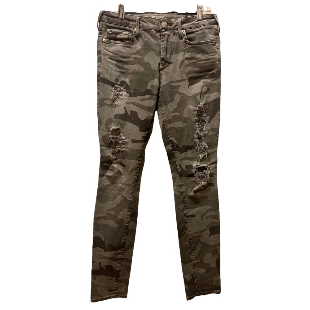 True Religion Halle Jeans Size 28 Women's‎ Camo Distressed Mid Rise Super Skinny